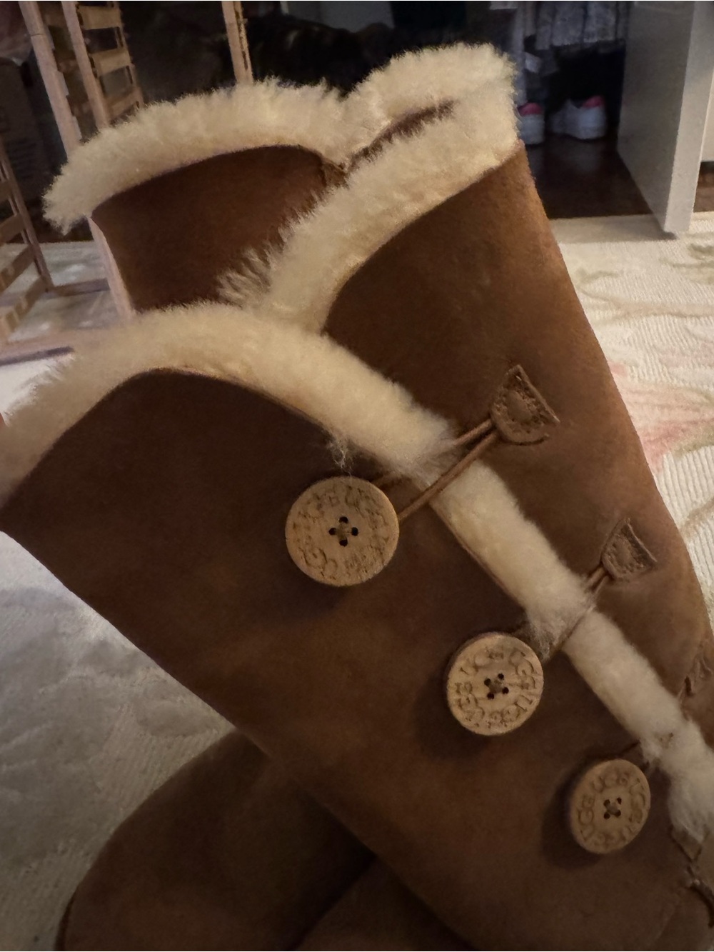 UGG Chestnut Button-Down Shearling Tall Boots - Picture 3 of 4